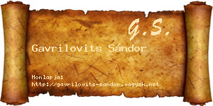 Gavrilovits Sándor névjegykártya