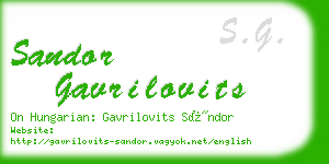 sandor gavrilovits business card